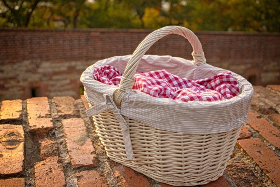 Lined Wicker Picnic Basket